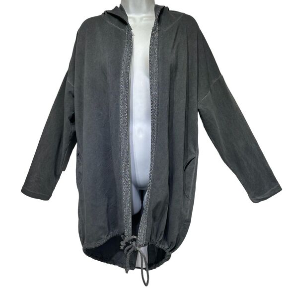 lisa robertson gray hooded cardigan Size S/M - Picture 1 of 7
